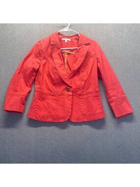 CAbi  Power Pink Coral Twill Cotton Blazer Jacket Button Soft Women Size 6